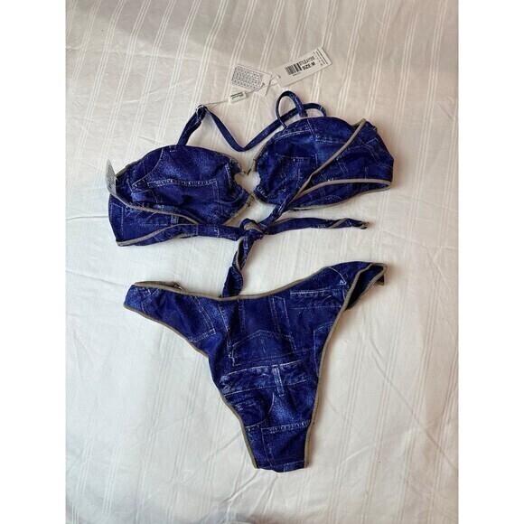 Mermaid Swimwear‎ Bandeau Top Detachable Halter Strap Bikini Set Size M RefN02 - Picture 6 of 6